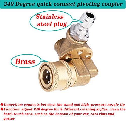 NAKAO 8 Pack Universal Power Pressure Washer Accessories Kit, 7 Power Washer Nozzle Tips, Rinse Jet Stream Tips Kit,Quick Connecting Pivoting Coupler,1/4 Inch,4500 PSI - Thumbnail 2