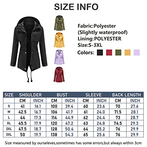 Doslavida Women's Rain Jacket Waterproof Hooded Windbreaker Lightweight Trench Coat Active Outdoor Raincoat With Hood #TOP4