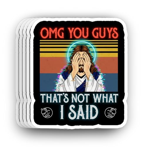 (5 Pcs) OMG You Guys That’s Not What I Said Sticker 3 inch, Jesus Sticker Funny, Meme Christian Faith Religious, Jesus Christian Waterproof Vinyl Sticker for Laptop, Water Bottle, Gifts