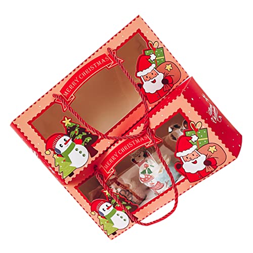 NAMOARLY 2pcs Xmas Holiday Party Bakery Boxes 6-slot Cupcake Holders Mini Cake Carrier Transparent Storage Boxes for Christmas Mini Cakes