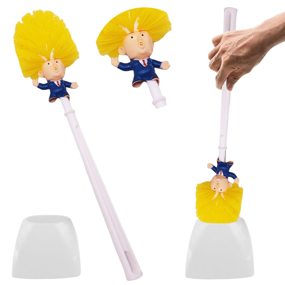 Scopino WC Divertente A Testa Di Donald Trump - Con Supporto E Portaspazzola - Regalo Ironico Per Amici - Foto 5