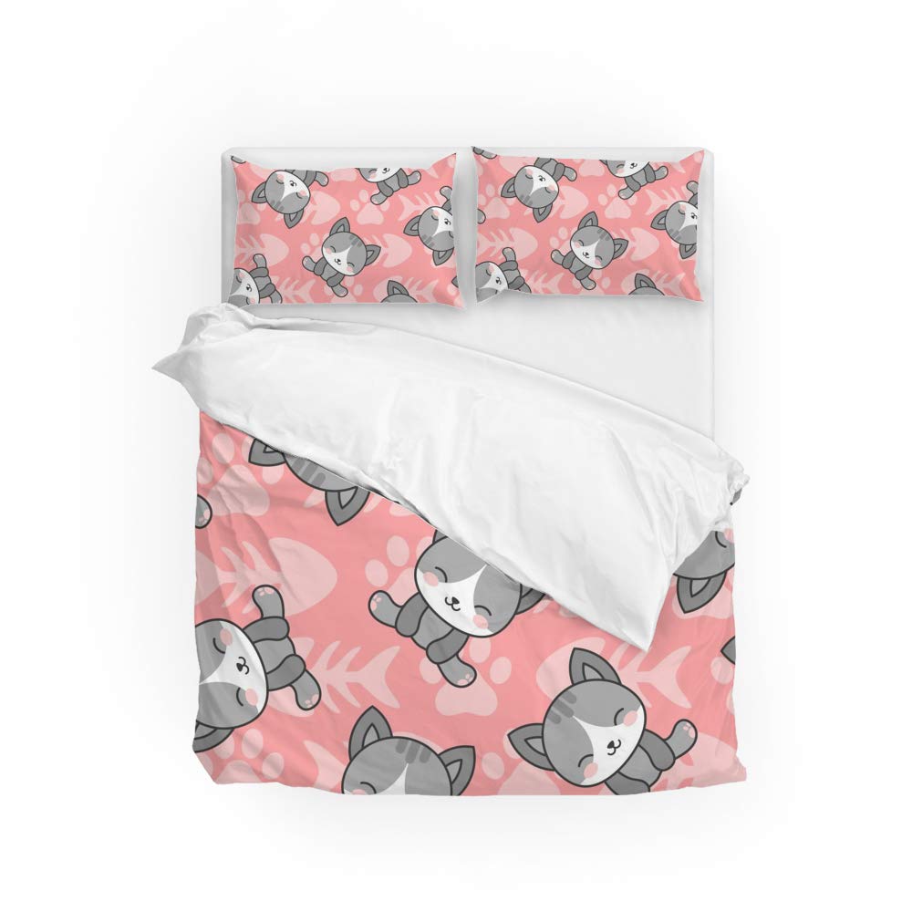 Parure de lit avec housse de couette rose motif pattes en polyester ultra doux pour chambre