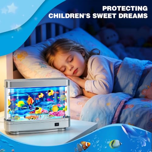 Image of Fake Fish Tank,Virtual Ocean Moving Fish lamp,Fake Aquarium Decor