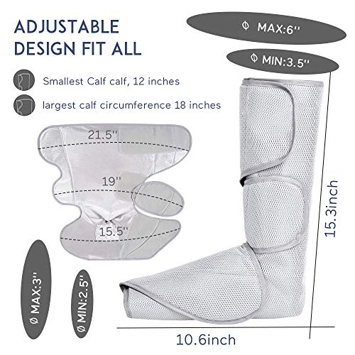 Leg Massager for Circulation Foot and Calf Massage Wraps for Relaxation, Optional Heat Function, 6 Modes 3 Intensities - Thumbnail 7