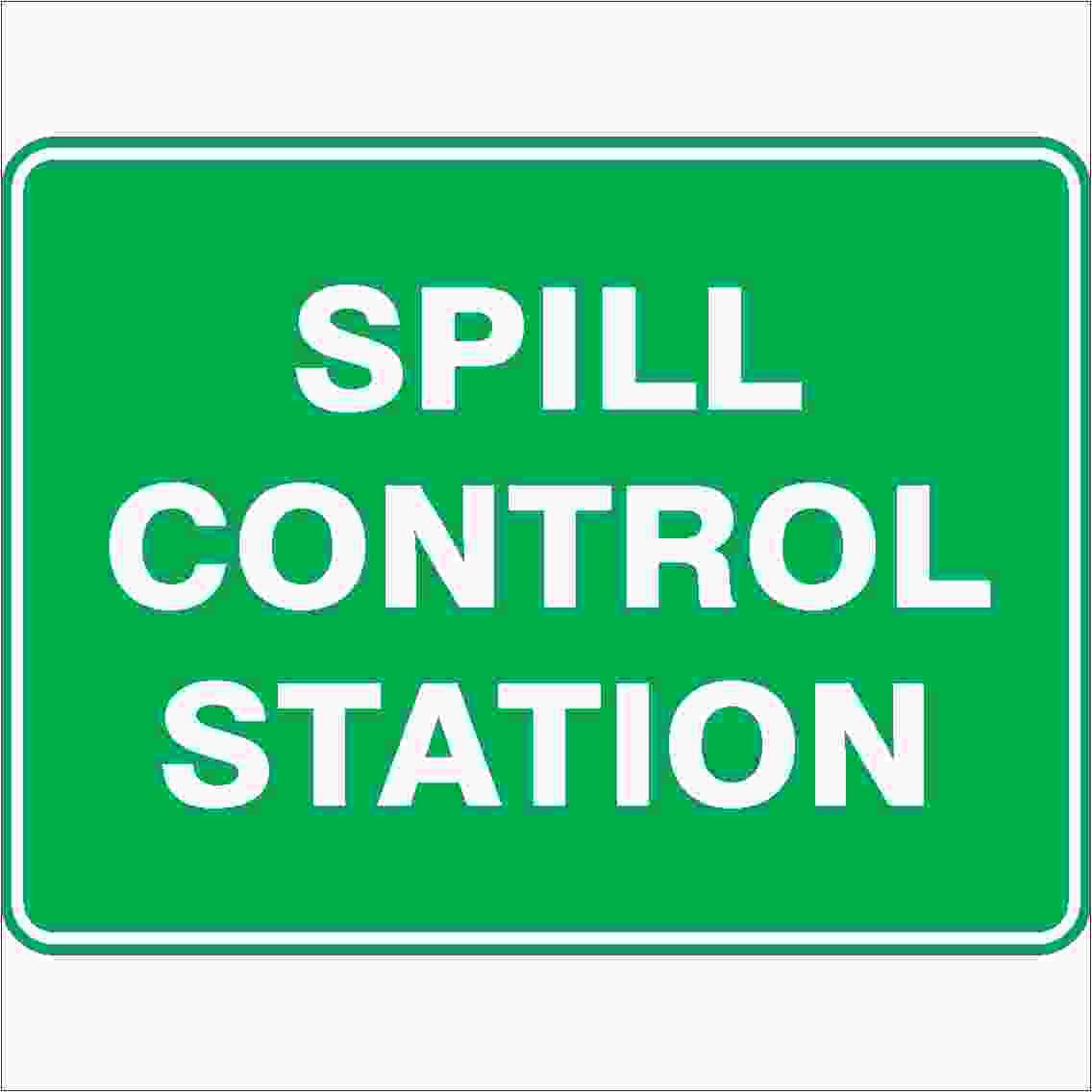 Spill Control Station Sign, 12x8 Metal Tin Sign, Liquid spill control station.