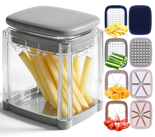French Fry Cutter, Manual Potato Cutter, 4 Stainless Steel Blades, BPA-Free