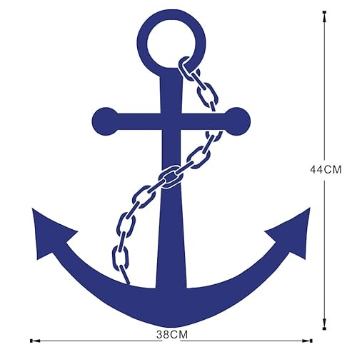 Anchor Wall Decals Peel And Stick, Navy Blue Anchor Vinyl Wall Decal Sticker, Nautical Wall Decal For Home Nursery Bathroom Decor, Nautical Wall Stickers For Boys Room Kids Playroom Decor #TOP1