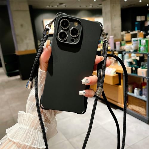 Coque iPhone 14 Plus avec lanière noire pour rester connecté lors de vos sorties en ville