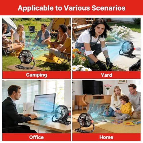 Shop-Vac 20V Portable Fan, 12-Inch Battery Powered Rechargeable Camping Fan, Desk Fan for Home, Office, Outdoor, Jobsite, Battery and Charger Included, 360° Adjustable Tilt, Variable Speed by Shop-Vac - Image 7