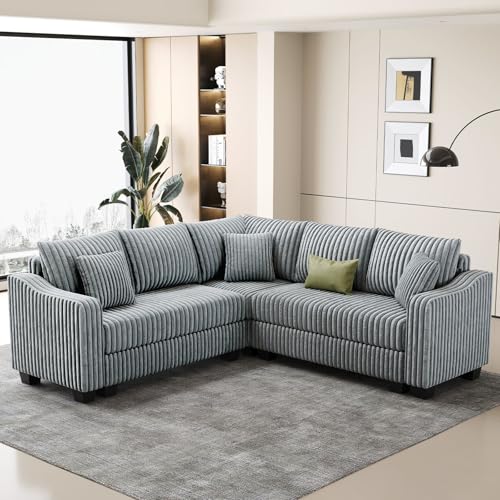 Belffin Convertible Sectional Couch with Chaise Corner Sectional Sofa L Shaped Couch Reversible Corner Upholstered Couches for Living Room Corduroy (L