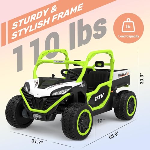 Image of ANPABO 24V Ride On Toys, 2 Seater, 4x75W, w /Remote Control, Green