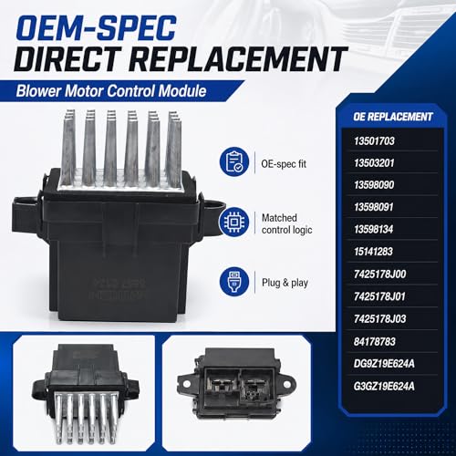 Image of Heater Blower Motor Resistor Compatible with 2007-2013 GMC Sierra 1500 2500 3500 Terrain Yukon, Chevy Silverado Suburban 1500 2500 Tahoe Camaro Equinox, Dodge Charger, P /N 15141283,68029736AA.