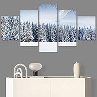 SIGNWIN 5 Panel Canvas Wall Art Modern Art Forest Multicolor Photography Relax/Calm Romantics Scenic for Home Decorations Ready to Hang - 60