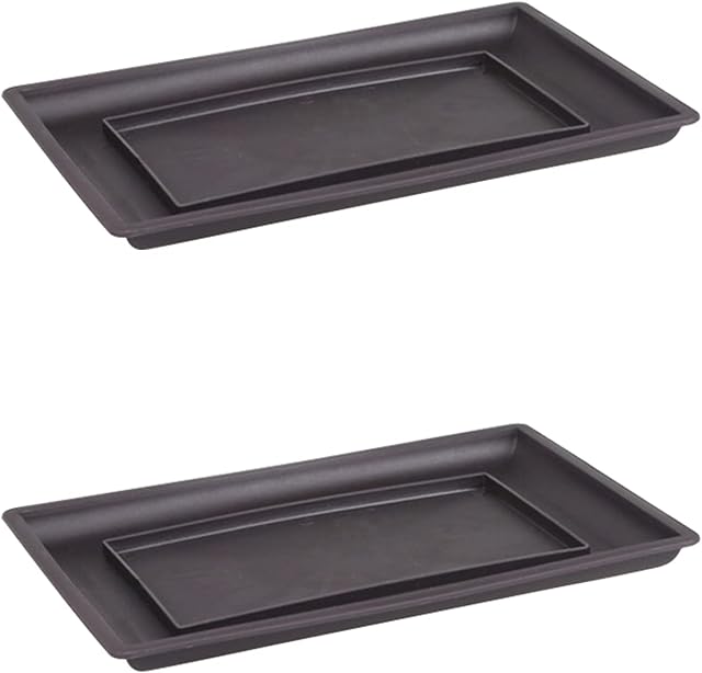 NA 2 Pcs Bonsai Drip Trays Plastic Flower Pot Water Drip Trays Rectangle Flower Pot Trays for Indoor Outdoor Bonsai Plants