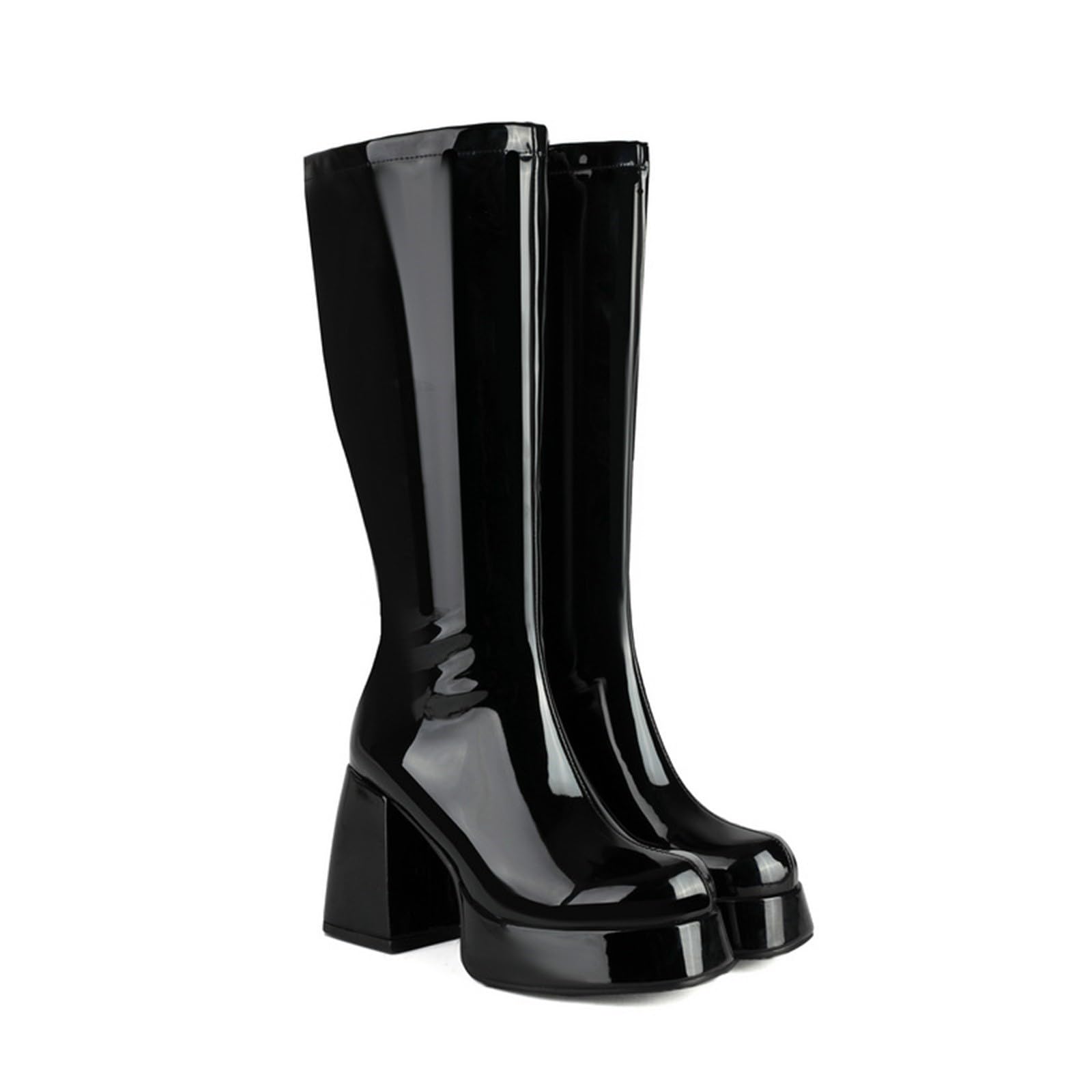 Botas altas de tacón para mujer, botas altas hasta la rodilla para mujer, informales, sin tacón, botas de mujer con tacón cálido, botas de montar para mujer, parte superior impermeable para