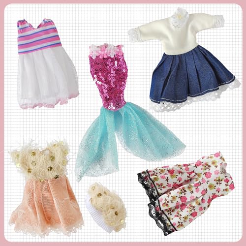Huang Cheng Toys 6.3" Mini Girl Dolls, Include 5 Sets Handmade Doll Clothes, 5 Sets 6.3" Small Girl Dolls, 5 Pairs of Shoes by Huang Cheng Toys - Image 4