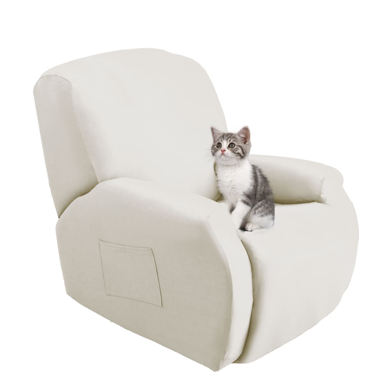 Jaotto Copripoltrona Relax Reclinabile,Fodere Copripoltrona 1 Posto Universale,Moderne Copripoltrona Relax Reclinabile con Tasche Lavabile,Coperture per Divano da Massaggio,Beige