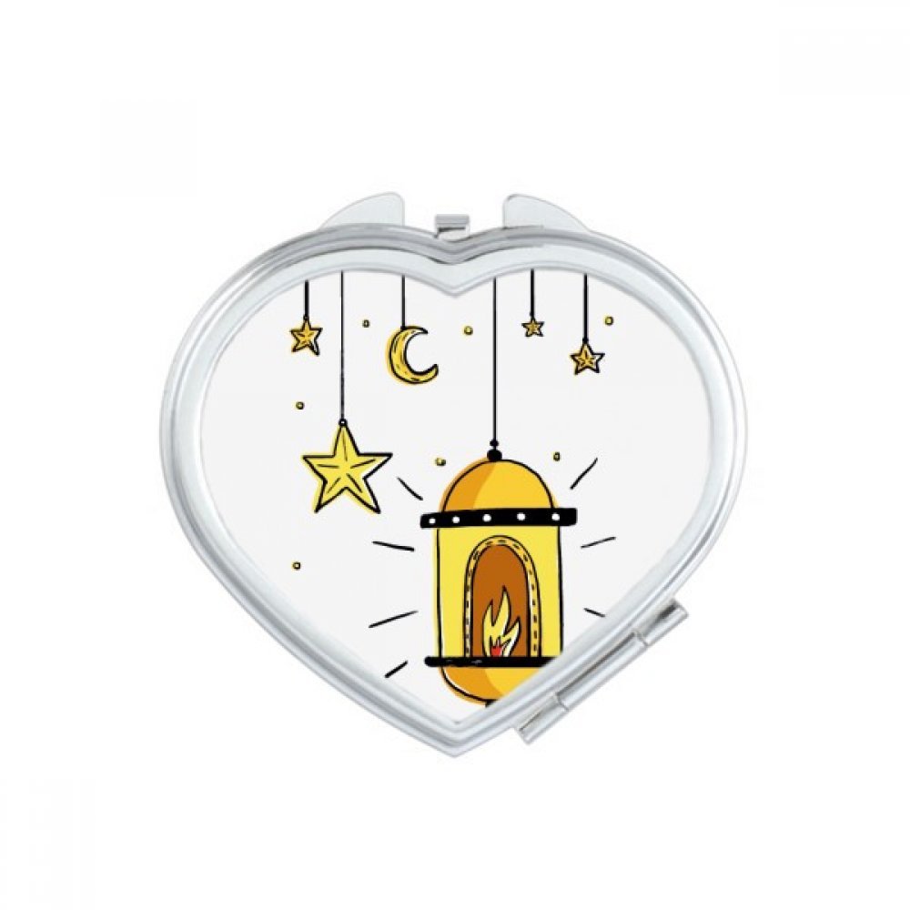 Miroir de poche compact motif lanterne colorée et cœur