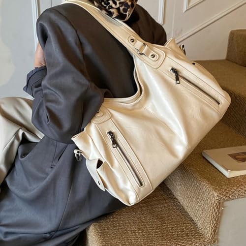 Bolso tote de gran capacidad para mujer, de cuero sintético suave, con correa ancha, bolso bajo el brazo con textura aterciopelada, 2025 miniatura 2