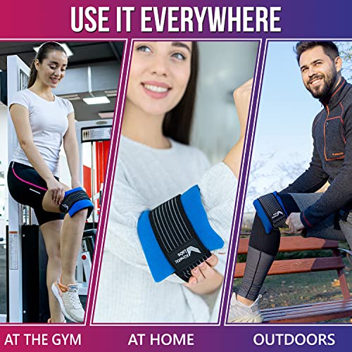 Ice Pack Wrap With Elastic Strap By Kinetic Labs - Hot Cold Gel Pack For Injuries - Reusable Ice Pack For Neck Foot Ankle Head Wrist Leg Shoulder Arm Thigh Knee Surgery (Regular Ice Wrap) #TOP5