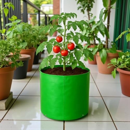 Image of HDPE UV Treated 340 GSM Plant Growing Bags for Terrace Gardening Easy to Use 12 x 12 Inch - Pack of 5