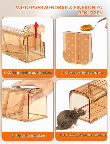 TAKRINK Mausefalle Lebend 2er Set, Lebendfalle Maus, 17 cm – Ansicht 5