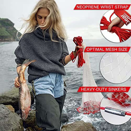 BasicGear Cast Net, Zinc Iron, 3ft Radius, 1/4 in Mesh, for Bait Fish - image 3