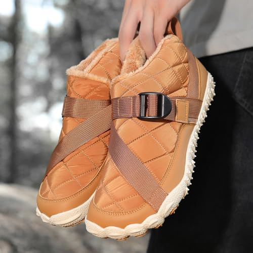 Image of Hike Winter Footwear Barefoot Boots Mens Womens, Waterproof Winter Snow Boots, Warm Ankle Booties, Wide Toe Barefoot Hiking Boots, Non-Slip Zero Drop Sole Hike Shoes for Hiking Walking Outdoor