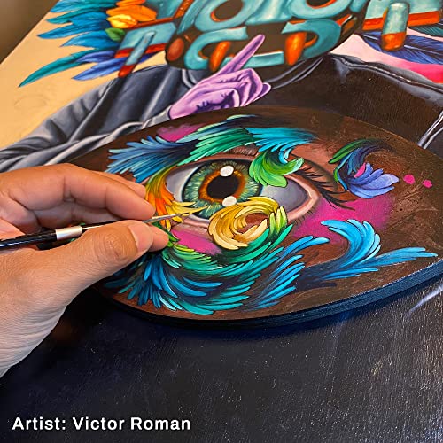 Trekell Synthetic Oil Paint Brushes Set - Professional Detail, Round & Fine Tip Paint Brush - Oil Painting Supplies - Beginner Artists Painting Supplies - Oil Painting Set - (6, 10 & 6 In. Handles) #TOP4