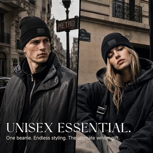 Image of Beanie for Men Women Warm Winter Hat Windproof Thick Knitted Cuffed Unisex Skull Cap