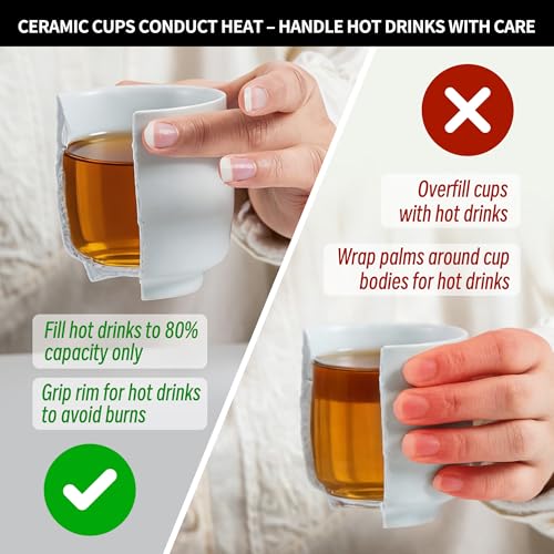 Image of TEANAGOO Japanese Tea Cups, Chinese Tea Cup, 7.2Oz / 205 Ml, Ceramic Tea Cups for Adults, Ceramic Cups no Handles, Japanese Cups, Asian Matcha Cup, Ivory White, 4 Pcs /Box, H7