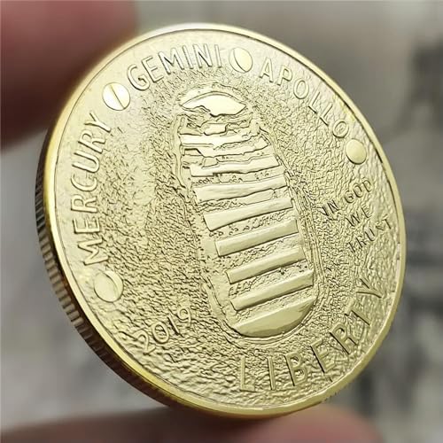 QYZXTH 2pcs Misión Apolo11 Alunizaje 50 Aniversario Souvenir Coinon La Moneda del Desafío de la Luna Moneda Conmemorativa Chapada en Plata de EE. UU.-Oro