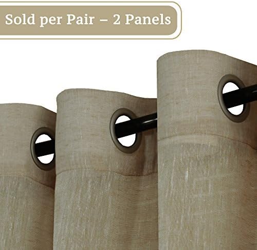 H.VERSAILTEX-Linen Blended Semi-Sheer Curtains-Taupe