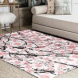 ALAZA Pink Cherry Blossom Tree Area Rug Rugs for Living Room Bedroom 7' x 5'