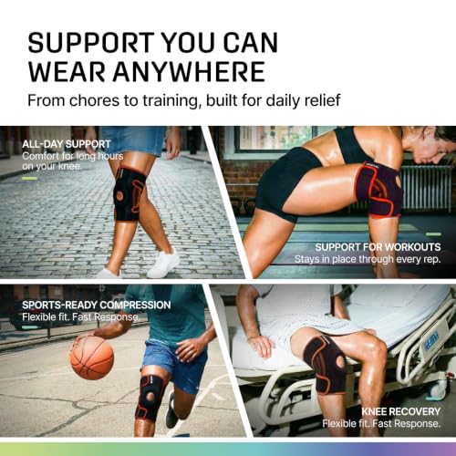 Image of Modvel Knee Brace with Side Stabilizers & Patella Gel Pads for Pain Relief and Joint Support Breathable, Non-Slip Compression Sleeve for Men & Women, Arthritis, Meniscus, ACL Recovery
