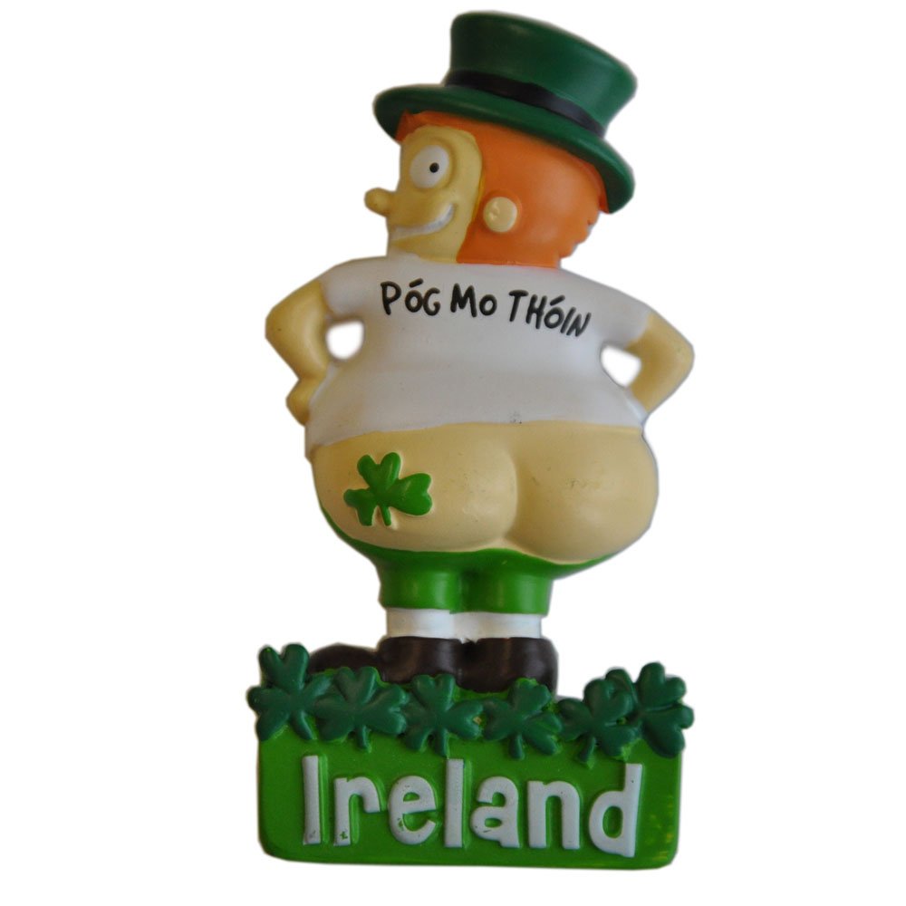 Carrolls Irish Gifts Traditional Irish Resin Magnet With Pog Mo Thoin Leprechaun