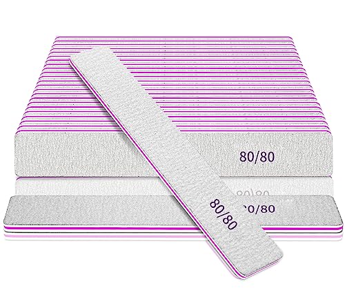 Lime A Ongles Grain 80/80, 25 Pièces Limes A Ongles Professionnelle, Limes à Ongles Rugueuses Pour Ongles En Acrylique, Limes A Ongles Carrées Grossières...