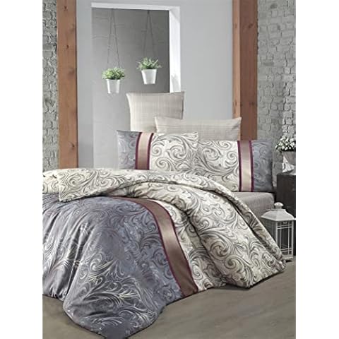 Modalisa Victoria Soft Polycotton Luxury Elegance Duvet Cover Set with Pillowcases King 220x320cm + 2pcs 50x75cm Pillow Case Hurrem Damask, Multicolour (100) Cover