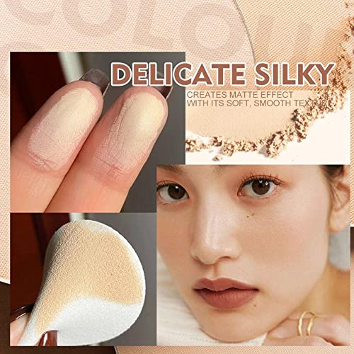Face Powder,Oil Control Face Pressed Powder,Silk Soft Mist Powder Cake Long-Lasting Waterproof,Flawless Lightweight Face Cosmetics (Pure Beige) #TOP3