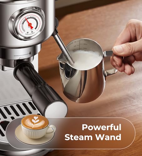 atatix Espresso Machine with Milk Frother, 20 Bar Pressure Espresso Maker, with 44OZ Removable Tank, Compact Stainless Steel Coffee Machine for Home, Office, Latte, Cappuccino, Macchiato, Silver by atatix - Image 5