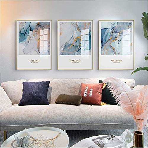 Affiches modernes de prestige style bleu marbré et finitions dorées