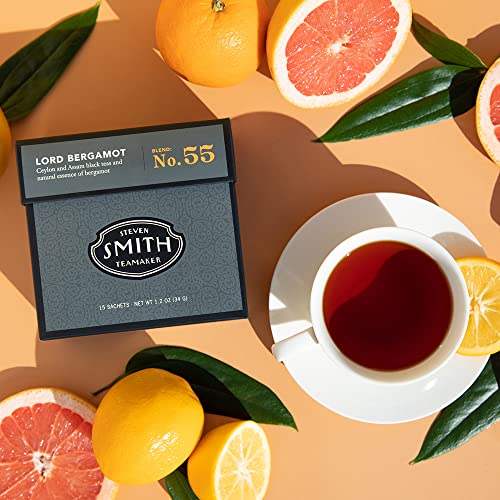 Smith Teamaker | Lord Bergamot No. 55 | Sugar-Free, Sustainably Grown, Caffeinated Full Leaf Earl Grey Black Tea With Italian Bergamot Oil (15 Sachets, 1.2Oz Each) #TOP3