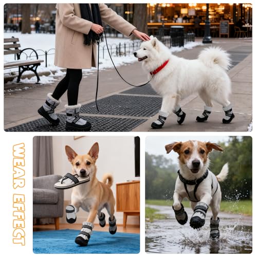 BWBIKE Anti-Rutsch Hundestiefel für Winter Regen & Schnee, Pfotenschutz für Outdoor-Abenteuer & Hartböden, rutschfeste Hundeschuhe mit Gummisohle