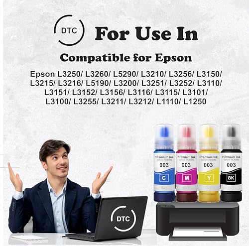 Image of Duplex DTC 003 Ink Compatible for Epson L3250, L3260, L5290, L3210, L3256, L3150, L3215, L3216, L5190, L3200, L3251, L3252, L3110, L3151, L3152, L3156, L3211, L3212 Printer (003 Black Ink 1 Pcs)