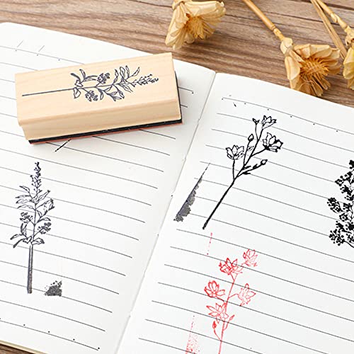 Diyomr Wooden Rubber Stamps Flower Plant Stamps Set Floral Stamp Vintage Decorative Wood Stamp For Scrapbooking | Painting | Letters Diary | Diy Crafting | Card Making, 8 Packs (Flower&Plant) #TOP7