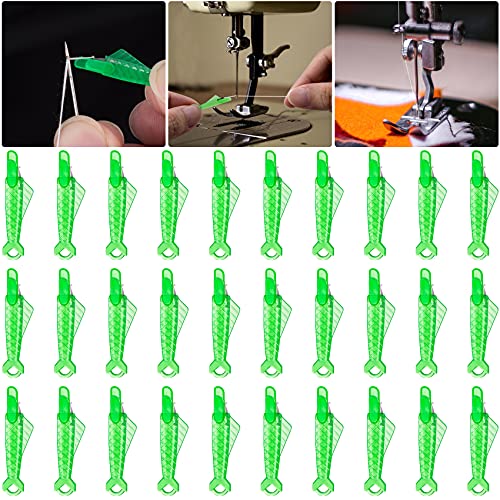 PAGOW 30pcs Sewing Needle Inserter, Fish Type Sewing Machine Automatic Needle Threader, Quick Sewing Threader Needle DIY Tool for Small Eyes, Embroidery Floss, Sewing Plastic Wire Loop (1 1/4 Inch)