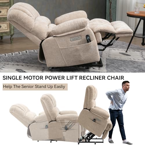 Sillón eléctrico reclinable grande beige con masaje miniatura 5