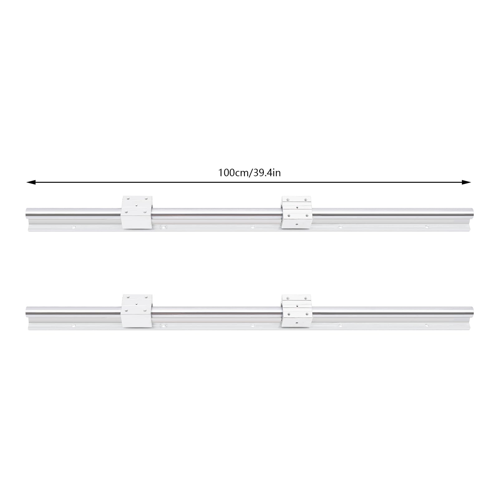 Binario lineare SBR25, 1000 mm, 2 pezzi guida lineare con 4 blocchi di cuscinetti, antiruggine, fori preforati, precisione G6, per macchine CNC, stampanti 3D, fresatrici, alta capacità di