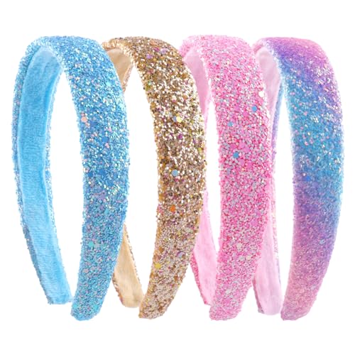 AlamnoFu Glitter Headbands for Girls Wide Sparkly Headbands for Little Girl Hair Accessories Thick Bling Hairband for Children