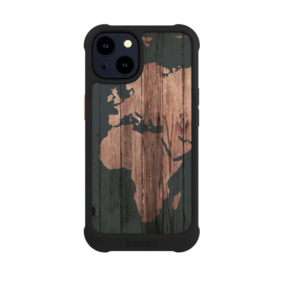 Custodia per Apple iPhone 14 Mappa Aspetto legno Mappamondo